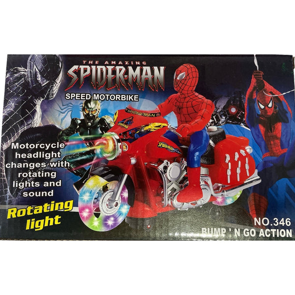 Spiderman Rotating Motorbike Set Toy For Kids kidzbuzzz