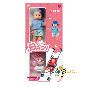 Baby Doll With Stroller - Pretend Play Set
