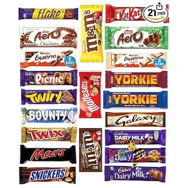 Chocolate Selection Of Delicious Mix Chocolate Bars x 22 for Adult & Kids Favourites Chocolate Bars - Perfect Chocolate Hamper, Birthday Present, Christmas