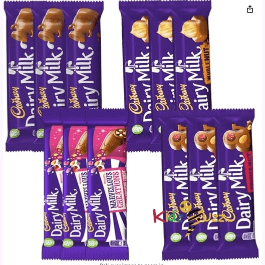 Cadbury Dairy Milk Original, Wholenut, Fruit and Nut, Marvellous 3 of Each Flavour -gift box with variety of flavours.
