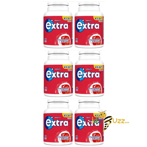 6 X Extra Strawberry Flavour Sugarfree Chewing Gum Bottle 46Pcs