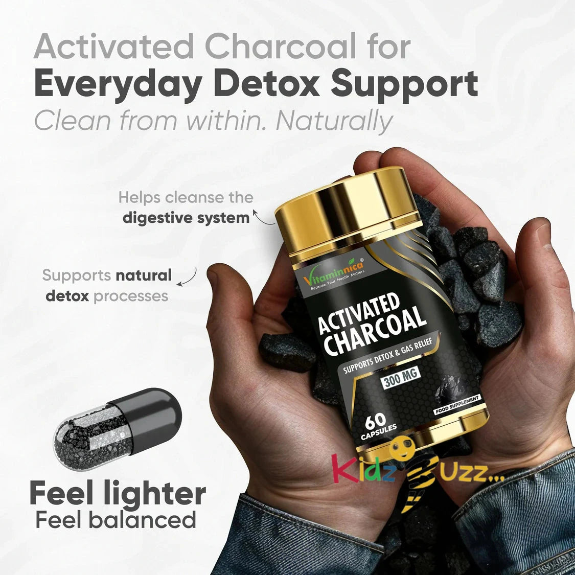 Vitaminnica Activated Charcoal - Supports Detox & Gas Relief x 3
