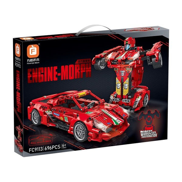 Morph Model Deformed Building Blocks Red Sports Car Engine Perfect Gift For Kids - kidzbuzzz