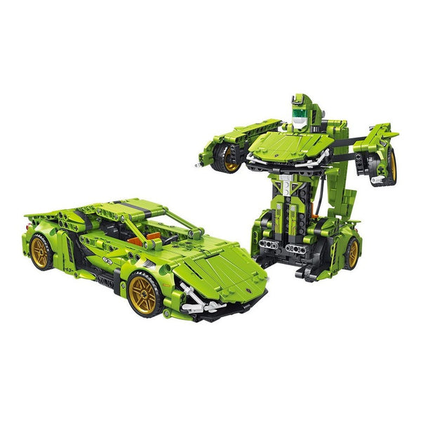 Morph Model Deformed Building Blocks Green Sports Car Engine Perfect Gift For Kids - kidzbuzzz