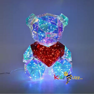 Led Light Up Teddy Bear Holding red heart Gift  For Christmas Valentine's