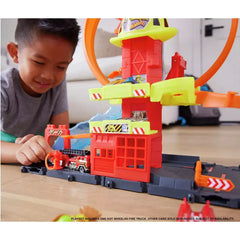 Hot Wheels City Super Loop Fire Station Playset - kidzbuzzz