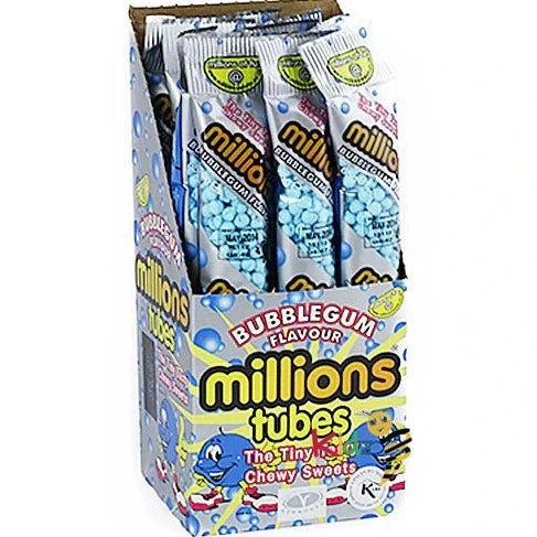 Millions Bubblegum Tubes 55g Each Tasty Treat 12X 55g - kidzbuzzz