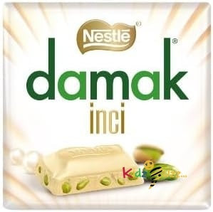 Damak İnci White Chocolate with Pistachio 60g ((Full Box)) Delicious Tasty And Twisty Treat Gift Hamper, For Christmas,Birthday,Easter Gift