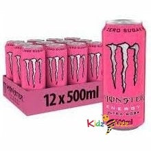 Monster Energy Drinks 12x500ml Fresh New Energy Drinks (Ultra Rosa) - kidzbuzzz