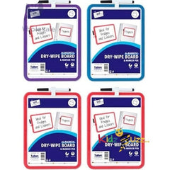 2 X A4 Dry Wipe Board With Pen Assorted Colors