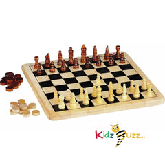 Chad Valley Wooden Chess and Draughts Board Game