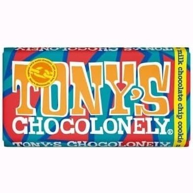 Tony's Chocolonely Milk Chocolate Chip Cookie Chocolate Bar- 1 x 180 Gram - Milk Chocolate Chip Cookie Chocolate Bar - kidzbuzzz