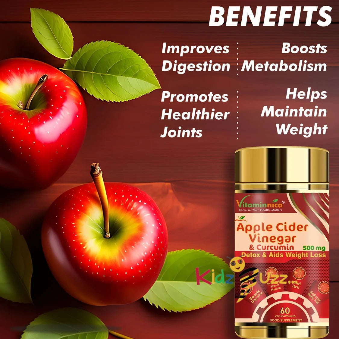 vitaminica apple cider vinegar + curcumin 500 mg x 3