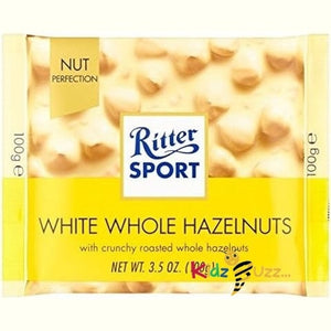 Ritter Sport White Chocolate with Whole Hazelnuts 100g (Pack of 10)