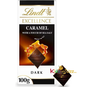 Lindt Excellence Caramel with a Touch of Sea Salt Chocolate Bars Pack of 10 (100g Each) – Premium Swiss Chocolate Gift Set, Smooth Dark Chocolate with Buttery Caramel & Sea Salt
