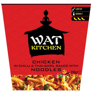 WAT KITCHEN Chicken in Chilli & Thai Basil Sauce With Noodles 250g