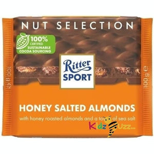 (Pack Of 10) Ritter Sport Honey-Salt Flavoured Almonds in Milk Chocolate 100g