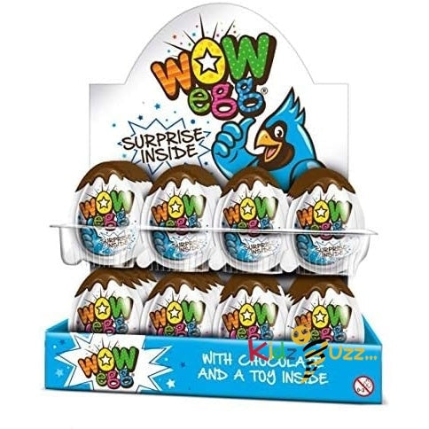 3 X MEGA Blue WOW Easter Egg With Surprise Collectable Toy 20g- Delicious Milky Chocolate With A Biscuity Twist & A Surprise Toy