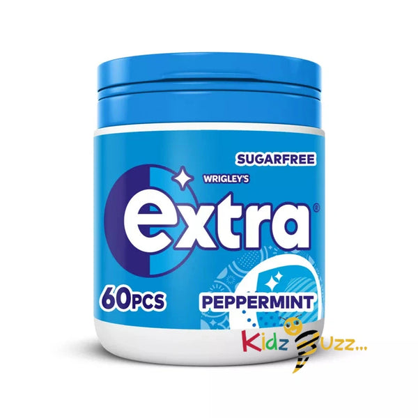 Wrigley's Extra Peppermint Chewing Gum Sugar Free Bottle 60 Pieces-PACK OF 6