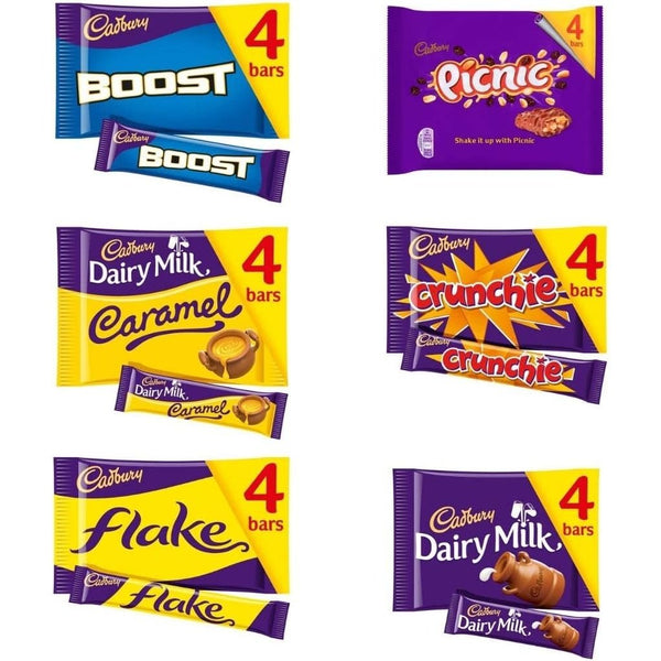 Cadbury Crunchie Chocolates Gift Bundle | Boost Bar 4 x 40g | Milk Caramel 4 x 37g | Flake 4 x 20g | Picnic 4 x 38g | Crunchie 4 x 32g | Dairy Milk 4 x 36g | Great Birthday Present Idea - kidzbuzzz