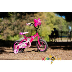 Huffy Disney Minnie Mouse Kids Bike 12 Inch Pink For 3-5 Year Old with stabilisers