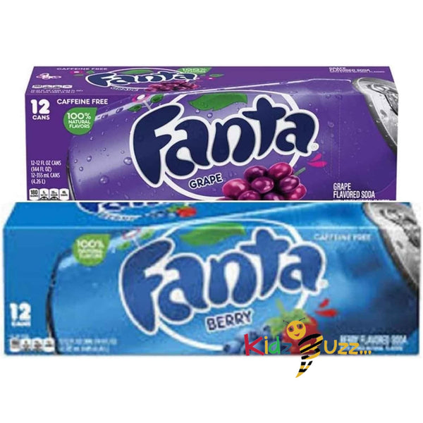 Fanta Grape and Berry Flavoured Soda 355ml 12 cans Each Drink Cans