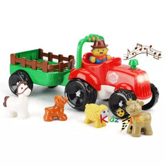 15" Farm Tractor & Trailer Toy With Lights & Sound