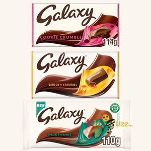 Galaxy Smooth Mint 110g, Cookie Crumble 114g, Caramel Chocolate Large Bar 135g (Pack of 3)