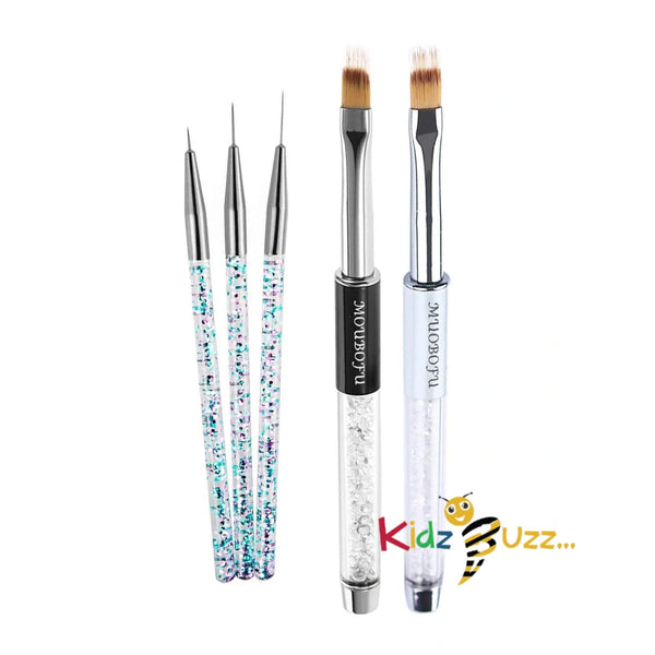 Nail Art Brushes,Nail Art Pen ,Thin Fine Nail Art Brushes for Gel Nails,7 9 11mm,5pcs Silver For Girls