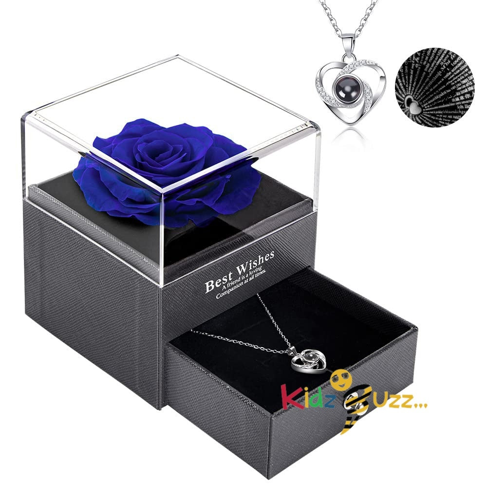 Preserved Rose with I Love You Necklace Gift Box