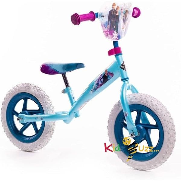Huffy Disney Frozen 2 Kids Balance Bike 12 inch ft Anna Elsa Olaf For 3 to 5 Year Old Kids,Blue, White