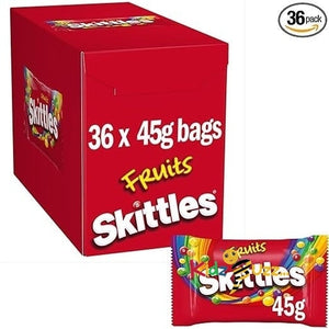 Skittles Fruits Vegan Chewy Sweets 36 Packs of Each of 45g.