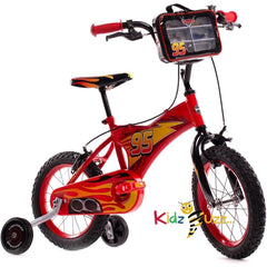 Huffy Disney Cars 14 inch Kids Bike + Stabilisers For Boys or Girls 4-6 Years - Lightning McQueen Styling, Red