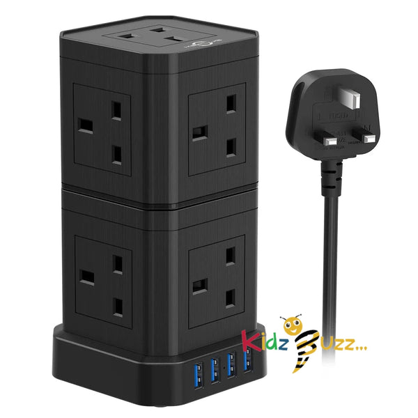 Tower Extension Lead 9 Way Plug with USB Slots