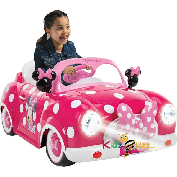 Huffy Disney Minnie Mouse Girls Electric Ride On Car - 6v Battery Powered Motorised Car Fun + Sounds + Lights