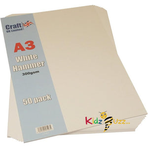Craft UK 2012 A3 300gsm Hammered Card - White (Pack of 50 Sheets)