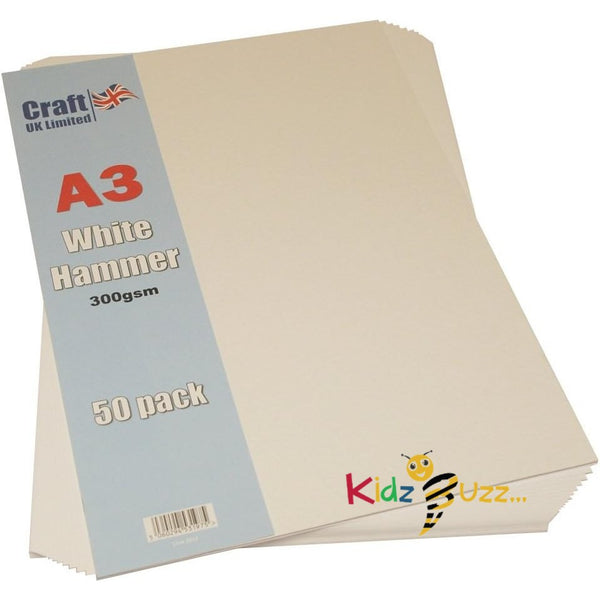 Craft UK 2012 A3 300gsm Hammered Card - White Pack of 50 Sheets