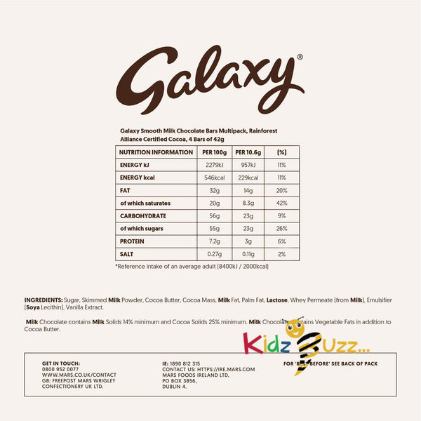 Galaxy Smooth Milk Chocolate Multipack, 24 x 42g -Full Box