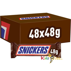 Snickers, Caramel & Peanuts Bulk Chocolate Box, Milk Chocolate Bars Case 48 x 48g