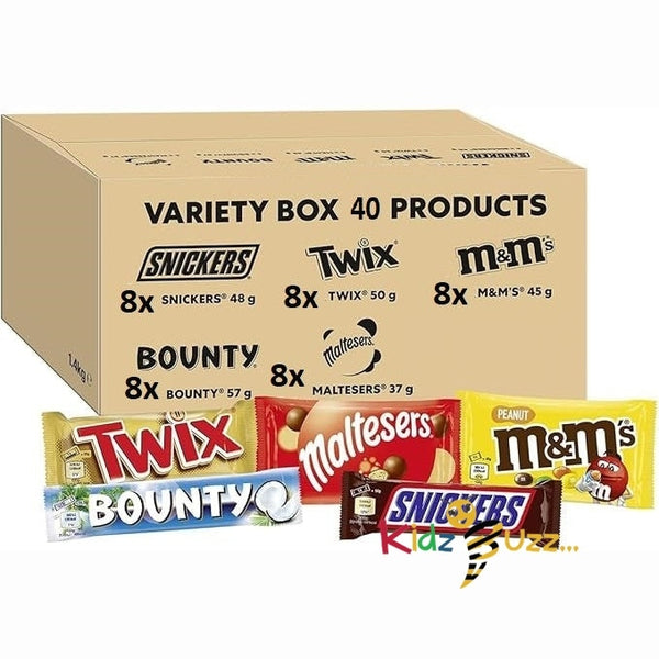 M&M's, Snickers, Bounty Mixed Chocolate Bar Variety Bulk Box, Chocolate Gift, 40 Bars Exclusive Xmas Hamper