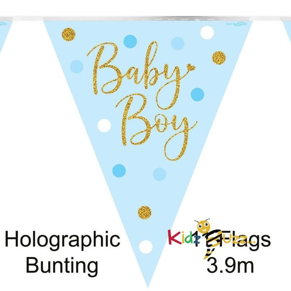 Party Bunting Sparkling Baby Boy Dots Holographic 11 Flags 3