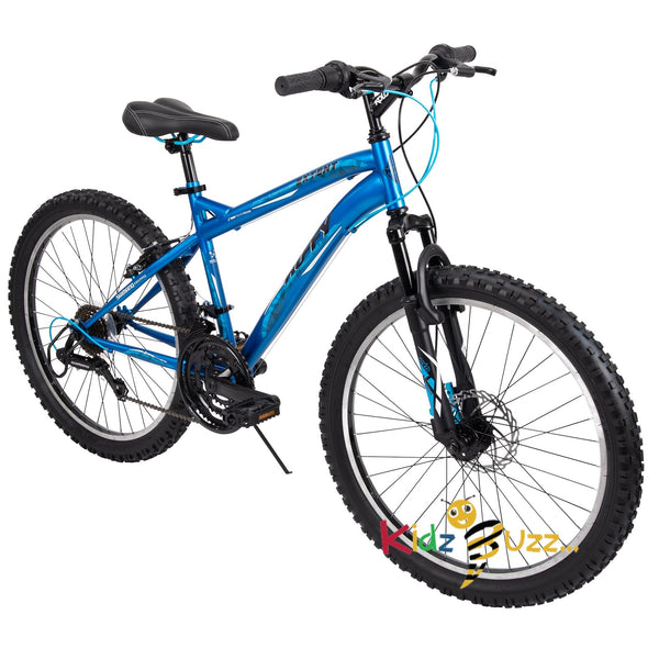 Huffy Extent Boys Mountain Bike 24 Inch Wheels 18 Gears Cobalt Blue Front Suspension