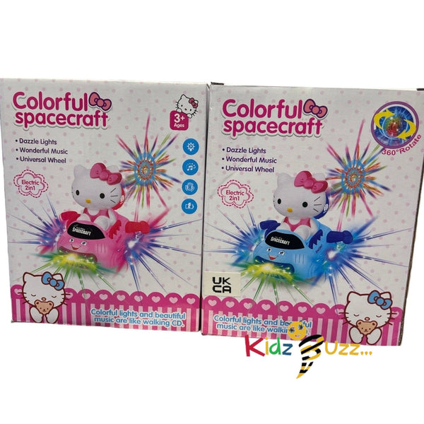 KITTY SPINNING COLORFUL SPACECRAFT TOY CAR LED DISCO LED LIGHTS MUSIC KIDS