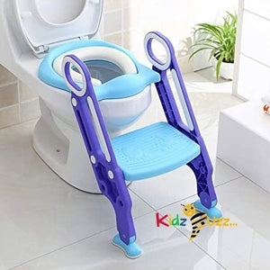 Keplin - Fully Adjustable Kids Potty Training Seat with Step Stool - Soft Padded Seat - Universal Fit for V/U/O-Shaped Toilets - Ages 1-14 - Easy to Assemble & Fold (Purple)