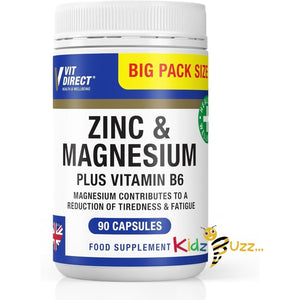 Zinc & Magnesium Capsules with Added Vitamin B6, Supporting Immunity and Reducing Fatigue (90 Capsules)