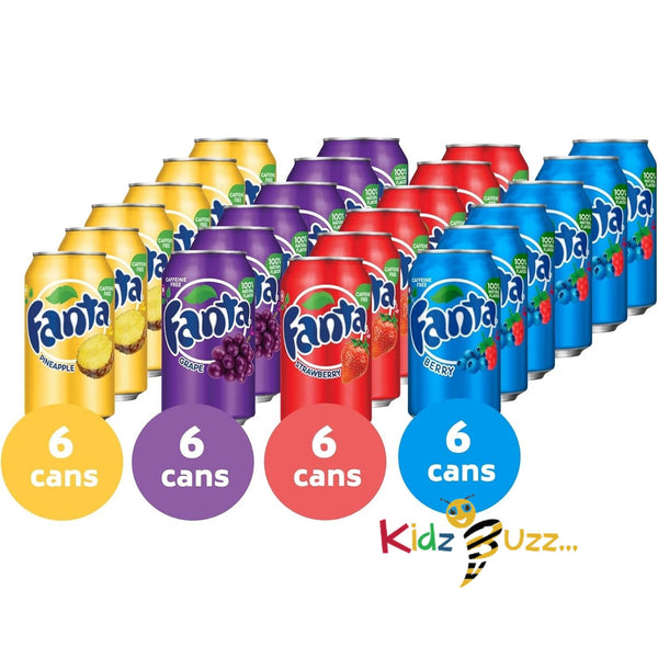 Fanta Mixed Variety Party Pack of 24 Cans / 4 Flavours Soft Drink 355ml