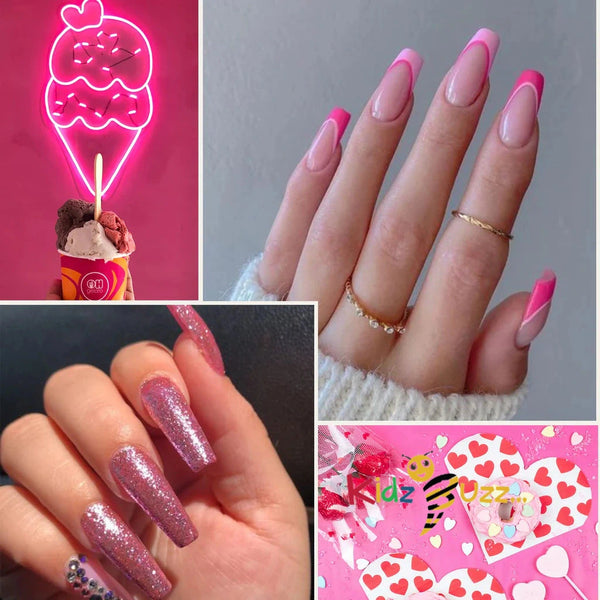 Pink Gel Nail Polish Set, Pink Confetti Gel Polish 6pcs