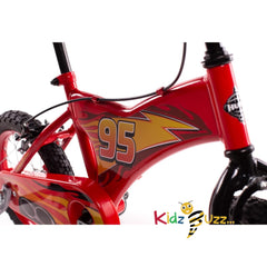 Huffy Disney Cars 14 inch Kids Bike + Stabilisers For Boys or Girls 4-6 Years - Lightning McQueen Styling, Red