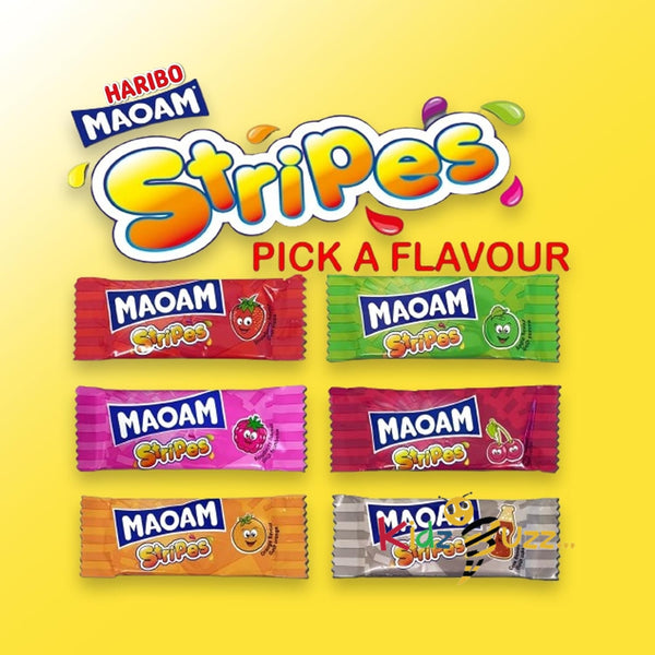 Haribo MAOAM Stripes Fruit and Cola Flavour Chewy Sweets Bag, 140g Pack of 14