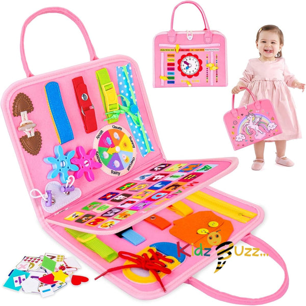 Sensory Board Bag Pink-Toddlers Toys Sensory Toys Activity Board for Learning
